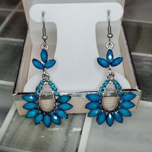 Elegant Blue and Silver Dangle Earrings